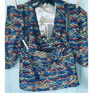 Multicolored Trippy 4Pc  Upcycled Festival Rave Fit  L XL Skirt Top Sleeves